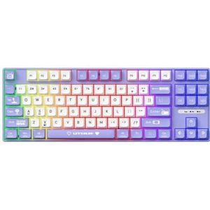 QPSJXN Bekabeld mechanisch gamingtoetsenbord 87 met gemengde kleur, compatibel met pc en (Red Switch ZB)