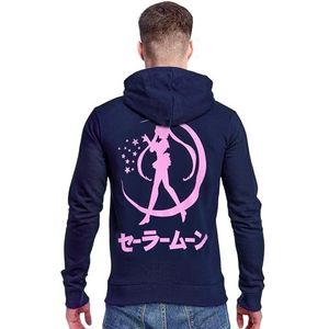 Elbenwald Sailor Moon Hoodie met Silhouet Motief voor Anime Fans Heren Dames Unisex Katoen Blauw - S