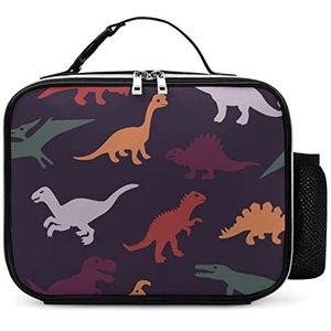 Veelkleurige Dinosaurussen Afneembare Maaltijd Pack Herbruikbare Lederen Lunch Box Container Draagbare Lunch Bag