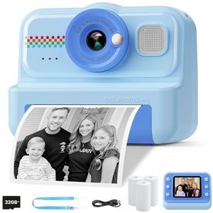 HiMont - Instant Kinderfotocamera - HD/1080P - Met 32G-Kaart en Printpapier