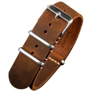 18mm 20mm 22mm 24mm zwart bruin grijs NAVO band lederen horlogeband Vintage Zulu band vervangen geschikt for TIMEX DW SEIKO Bracele (Color : Brown, Size : 24mm)