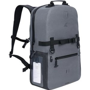 Breakwater Supply™ Waterdichte rugzak voor reizen, werk, wandelen, Explorer 25L, voor mannen en vrouwen + laptop, niet-rolltop, droge tas, Cascade Grijs, 25L, Rugzak