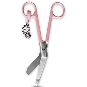 Ziekenschaar - stompe punt schaar - roestvrij staal - design - sleutelhanger onmiskenbaar (roze)