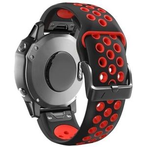 22 26mmQuickFit Siliconen Horlogeband fit for Garmin Instinct 2X Solar Strap Instinct 2 Fenix ​​7 7X 6 6X Horlogeband Armband Accessoires (Color : Black red, Size : 22mm Fenix 5 5Plus)