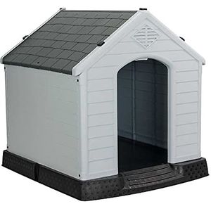 Orion91 Hondenhok van kunsthars, 98,5 x 105 x 96,5 cm, voor grote honden, van 100% recyclebare en milieuvriendelijke kunststof, voor binnen en buiten