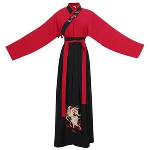 AJOHBM Oude Chinese Hanfu Mannen Halloween Cosplay Kostuum Feestjurk Hanfu Zwart & Rood Outfit Voor Mannen Plus Size 4XL