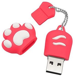 USB-stick, 64 GB, USB 2.0, roze, flashdrive, cartoon, kattenpoten, pen, drive, geheugenstick, computer, USB, voor leraren, studenten, familie en vrienden