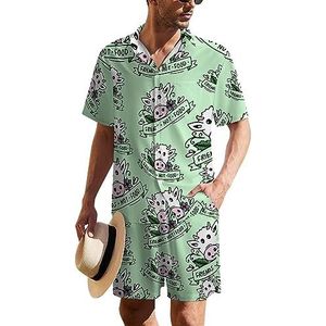 Vegan Friends Not Food Hawaiiaanse pak voor heren, set van 2 stuks, strandoutfit, shirt en korte broek, bijpassende set