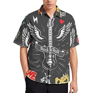 Rock Roll Punk Skull 4 Hawaiiaans shirt voor heren, zomer, strand, casual, korte mouwen, button-down shirts met zak