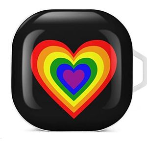 LGBT Regenboog Hart Oordopjes Hoesje Compatibel met Samsung Hard Shell Beschermhoes Wit-Stijl