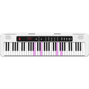 Elektrische piano 61 toetsen beginner volwassen draagbare kinderen volwassen kleuterschool leraar piano thuisgebruik elektrisch staal, met voedingsadapter, bladmuziek standaard, microfoon, audiokabel, wit (4)