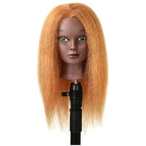 14 inch gouden mannequin hoofd cosmetologie pop oefenhoofd for kapper oefen vlechten haarstyling(Golden)