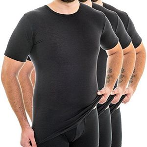 HERMKO 3847 3-pack heren extra lang shirt met korte mouwen (+10cm) van 100% biologisch katoen, zwart, 4XL