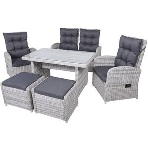 Lyon Tafelset, 6-delig, stoel, stoel, tafel, kruk, tuinmeubels, zitgroep, eetgroep