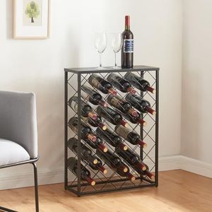 [en.casa] Taivassalo Wijnrek flessenrek metalen wijnhouder voor 25 flessen zwarte flessenopslag wijnflessenrek 71,5x53x20 cm