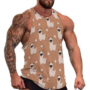 Alpaca patroon heren tanktop grafische mouwloze bodybuilding T-shirts casual strand T-shirt grappige gym spier