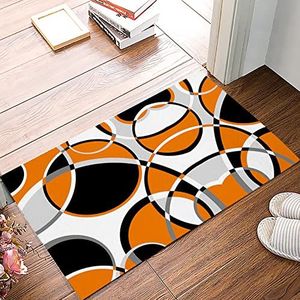 Agriism Geometrische abstracte oranje en zwarte cirkel moderne kunst badmatten antislip absorberende zachte pluche deurmat decor badkamer tapijten voor vloermat 76 x 45 cm
