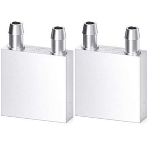 Clyxgs waterkoelblok aluminium voor vloeibare waterkoeler koellichaam systeemgrafieken radiator radiator endothermer kop PC computer CPU (40mm x 40mm x 12mm) 2st 40 * 40 * 12 zilver