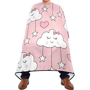 Kapper Cape 140 x 168 cm, glimlachende wolken haar snijjurk duurzame kappers cape grote kappers snijjurk, voor kapperszaken, volwassenen, vrouwen