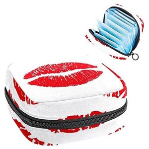 Maandverband Opbergtas, Periode Kit Bag voor school, Menstruatie Cup Pouch, Maandverband Pads Organizer Bag, Rode lip