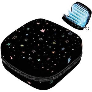 MUOOUM Maandverband Opbergtas, Kleurrijke Sterren Polka Dot Menstruatie Cup Pouch, Draagbare Maandverband Pads Opbergzakken Vrouwelijke Menstruatie Eerste Menstruatie Tas voor Tiener Meisjes Vrouwen