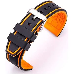 INEOUT Snelkoppelingssilicium horlogeband armband riem compatibel met Suunto 9 7 / Suunto 9 Brao/Suunto D5 / Suunto Spartan Sport Pols HR Baro (Color : Black orange, Size : 24mm)