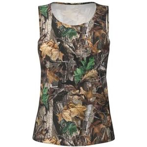JGHHOUN Koude Boom Camouflage Print Stijlvolle Atletische Tank Top Zomer Activiteiten Vissen Camping Yoga Blijf Koel Droog, Zwart, S
