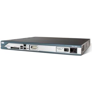 Cisco 2811 - kabelrouter (10,100 Mbit/s, 128-bit AES,192-bit AES,ASE,3DES,DES, Cisco IOS, zwart, blauw, roestvrij staal, 1U, 128 MB)