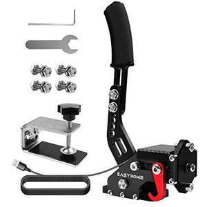 USB-handrem met vaste basis voor pc-racegames, Verstelbare spelhandrem met hoge precisie en hoge lineariteit, Geschikt voor Logitech G27 / G29 / T300 FANATEC (Zwart)