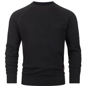 INDICODE Heren INMassum Knit Sweater | Fijngebreide trui met ronde hals Black S