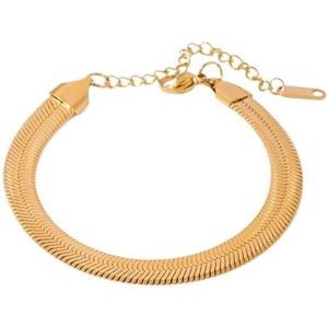 Platte slangenketting roestvrij staal minimalistische armband goud staal kleur zilveren sieraden (Style : JDB2310001-G)
