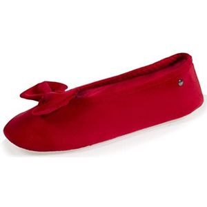 Isotoner - Pantoffels - Rood - Ballerina's - Leren Zool - Grote Strik Detail