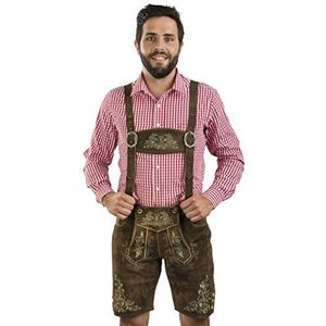 Herfst bladeren klederdrachtbroek bruin leer - fijn borduurwerk - klassieke klederdrachtbroek van Schöneberger incl. bretels, bruin, 50