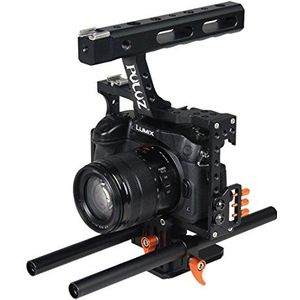 PULUZ Handheld Camera Cage Aluminium Camera Video Cage Film Film Maken Kit met Top Handvat Grip + 15 mm Rail Rod voor Panasonic G7 Lumix DMC-GH3/GH4 & Sony A7/A7S/A7R/A7SII (Oranje)