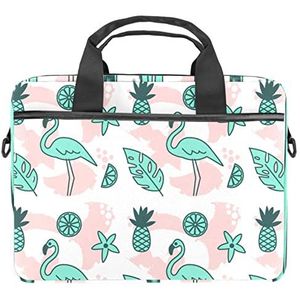 Flamingo En Ananas Laptop Schoudertas Crossbody Aktetas Messenger Sleeve Voor 13 13.3 14.5 Inch Laptop Tablet Beschermen Tote Tas Case, Meerkleurig, 11x14.5x1.2in /28x36.8x3 cm