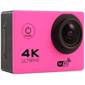 Actiecamera, Ultra HD 4K Action Camera Onderwaterhelm Waterdicht 2.0-inch Scherm WiFi Sportvideocamera,voor fietsen, motorfietsen(Pink)