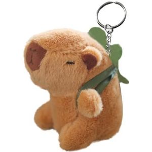 KARFRI Capybara pop sleutelhanger, Capybara knuffels sleutelhanger, Kawaii Plushies pop Capybara, realistische Capybara pluche pop speelgoed sleutelhanger, Capybara zachte squishy (pluche, 12 cm)