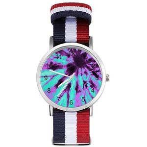 Paars En Blauw Tie Dye Casual Heren Horloges Voor Vrouwen Mode Grafische Horloge Outdoor Werk Gym Gift