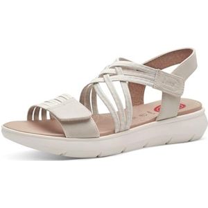 Jana Softline 8-28766-42 400 Beige Comfortabele extra brede alledaagse schoen, feestelijk, elegant, platte sandalen, 39 EU breed, beige, 39 EU Breed