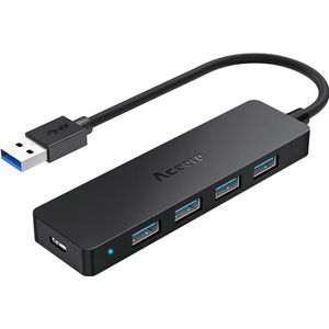 Aceele USB-hub, USB 3.0 verdeler met 4-poorts USB, ultra slim, extra lichte draagbare data hub, voor MacBook Pro/Air/Mini, iMac, Notebook PC, laptop, HDD mobiele harde schijf