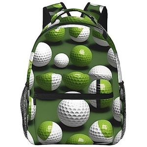 EdWal Groene Golfbaan Print School Rugzak College Boekentas Stijlvolle Casual Laptop Tas Voor Reizen/Zakelijk/Vrouwen/Mannen, Golf Bal, Eén maat