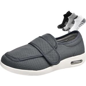 Diabetische Schoenen, Heren Extra Breed Verstelbare Wandelschoenen Voor Ouderen(Gray,49EU)