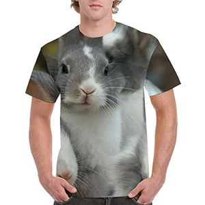 Heren konijn T-shirt met korte mouwen konijn 3D dierenprint T-shirt jeugd