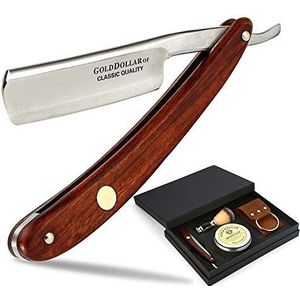Gouden recht scheerapparaat met houten handvat retro voor heren en barbierbaard klaar zonder stabilisator