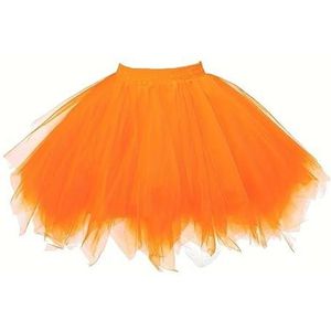 Boolavard Volwassen Vrouwen 80's Tutu Rok Gelaagde Tule Petticoat Halloween Tutu, Oranje, S-M
