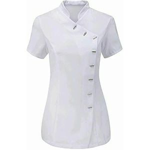 FAIRY TRENDZ LTD Dames Crossbody Essentials Beauty kapper tuniek shirt dames massage therapeuten uniform, wit, 38
