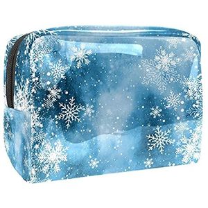 Make-up Tas PVC Ritssluiting Toilettas Waterdichte Cosmetische Tas met Sneeuwblauw Mooi voor Vrouwen en Meisjes