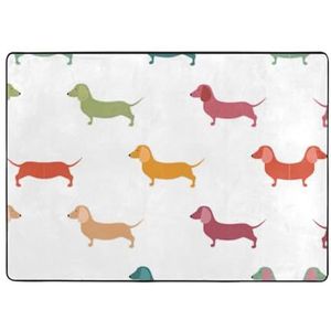 Leuke teckel honden print gebied tapijten, woonkamer vloermatten loper tapijt niet-overslaan kinderkamer mat spelen tapijt - 148 x 203 cm