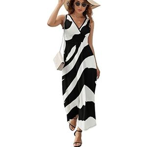 Zebra Skin Damesjurk, mouwloos, maxi-jurk, zonnejurk, strand, feestjurk, avondjurk, XL