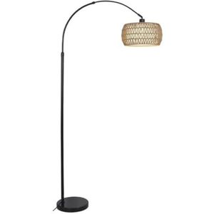 Vloerlampen Staanlamp Staande Lamp Boho Vloerlamp Met Rotan En Stoffen Lampenkappen Moderne Boogvloerlamp Verstelbare Hoge Staande Lamp Voor Woonkamer Slaapkamer Vloerlamp Staande Lampen (Color : A)